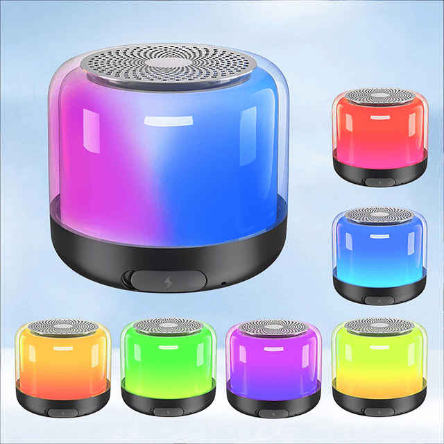 Altavoces Bluetooth portátiles con luces de colores, sonido