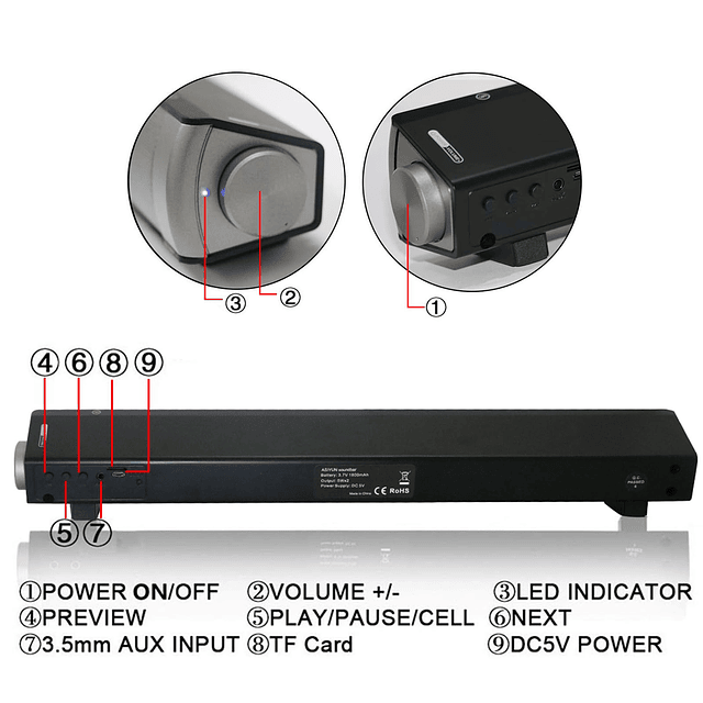 Altavoz Bluetooth, Altavoz inalámbrico portátil, Altavoz ali