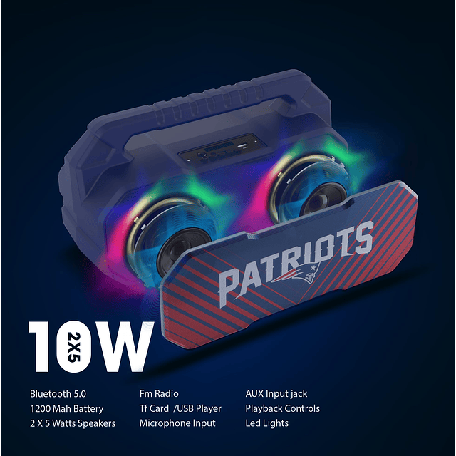 NFL Altavoz inalámbrico Boombox, Patriotas de Nueva Inglater