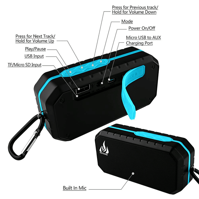 Altavoz Bluetooth portátil, Altavoz inalámbrico impermeable