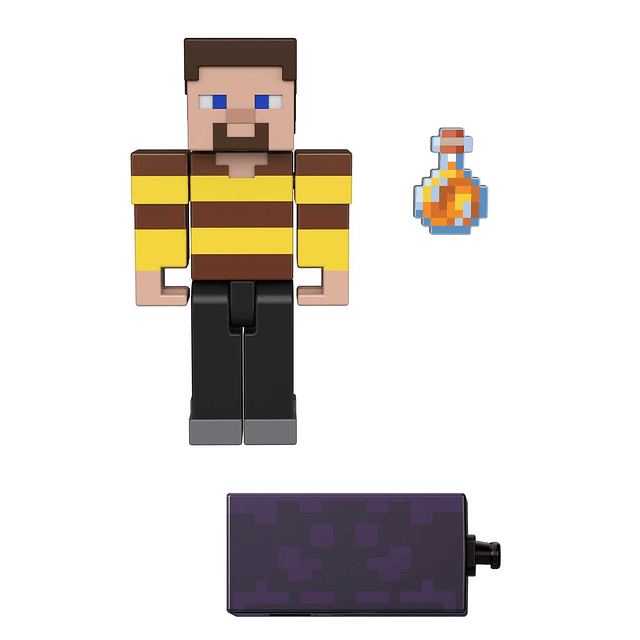 Minecraft Bees Shirt Steve Figura de acción, 3.25 pulgadas,