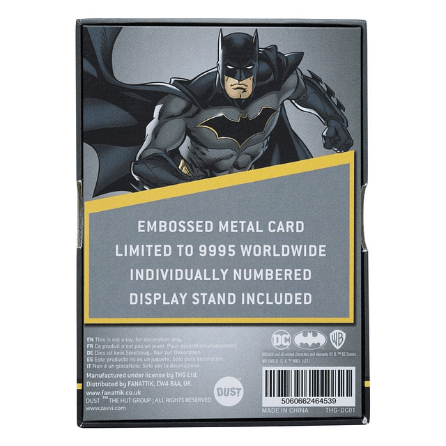 Lingote de metal de colección DC Comics Batman '9x12,5x2,5 c