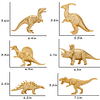 Figuras de dinosaurios de plástico dorado metálico, 12 figur