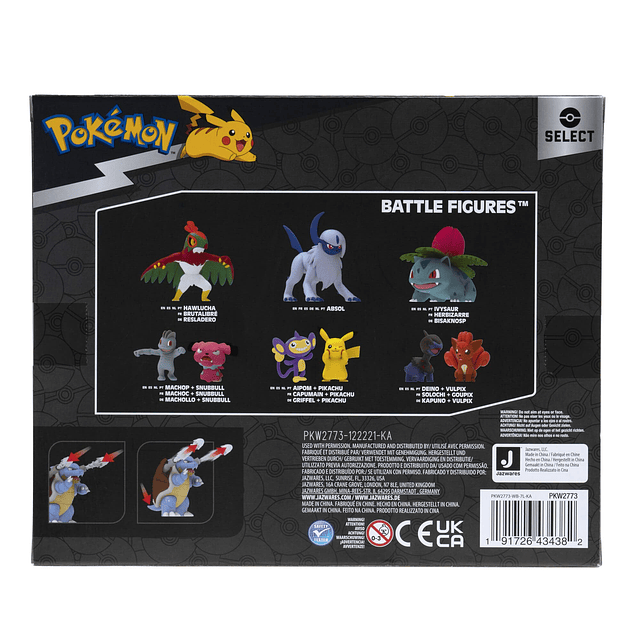 Paquete de 3 Pokémon Select Evolution Incluye figuras de bat