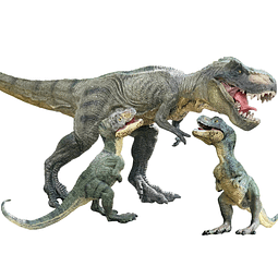 Juego de dinosaurios de 3 piezas con TRex y cachorros, figur