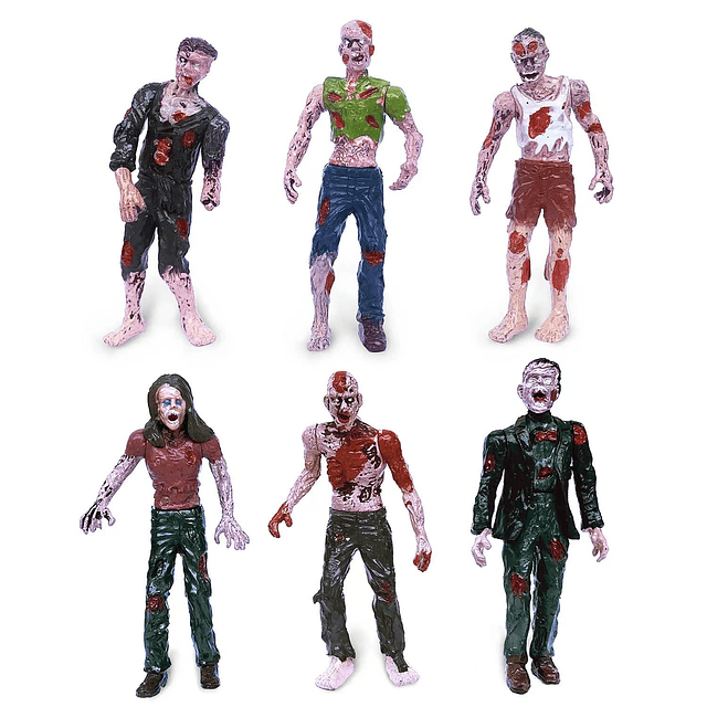 Figuras de acción zombies, paquete de 6 juguetes aterradores