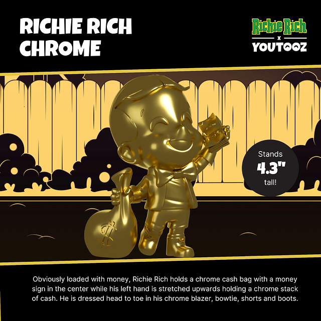 Figura de vinilo Youtooz Richie Rich Chrome de 4,3 pulgadas,