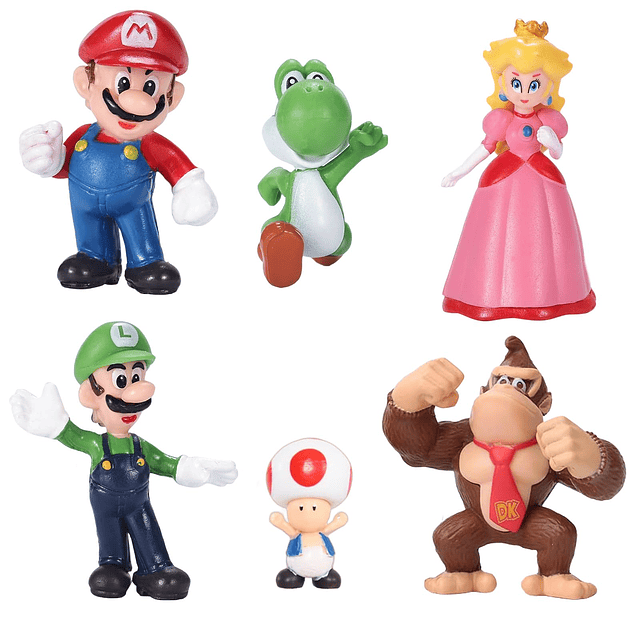 Paquete de 6 figuras de acción de Mario, 2.3 pulgadas Mario,