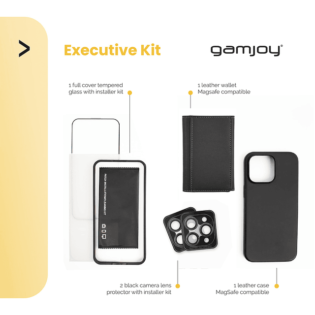 GAMJOY 4 en 1 Paquete de funda para teléfono iPh 15 Pro comp