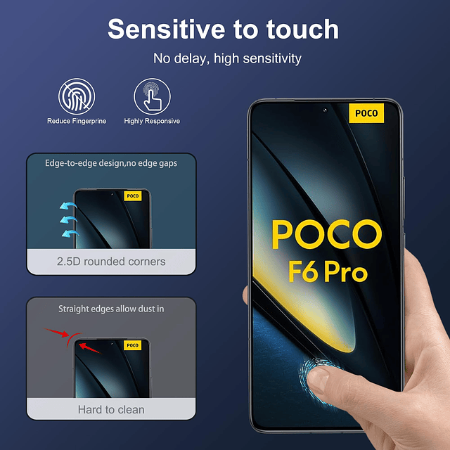 para Xiaomi Poco F6 Pro 5G Protector de Pantalla con Protect