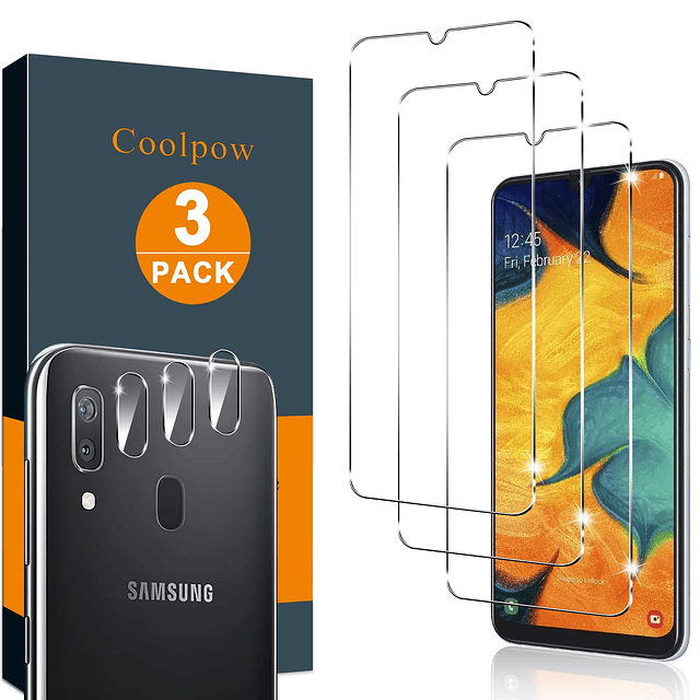 3+3PACK Diseñado para Samsung A30 Protector de Pantalla Sams