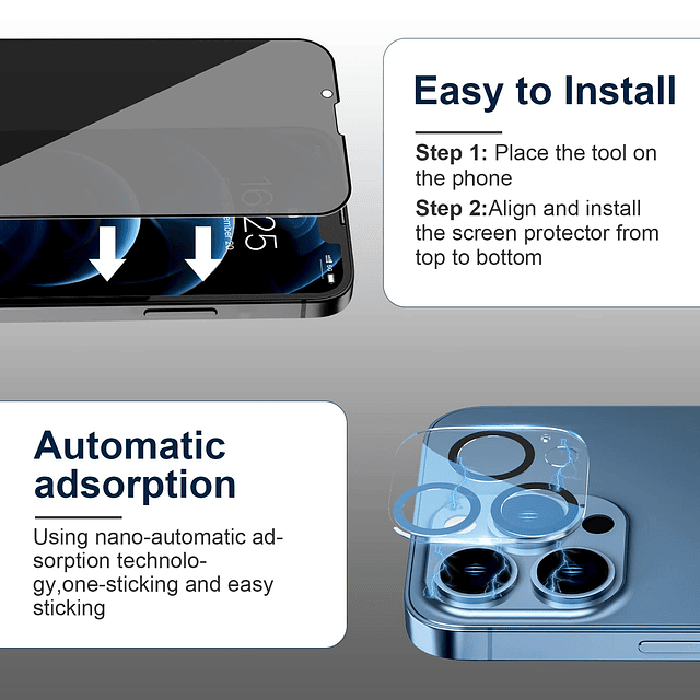 Paquete de 2 Protectores de Pantalla de Privacidad para iPho
