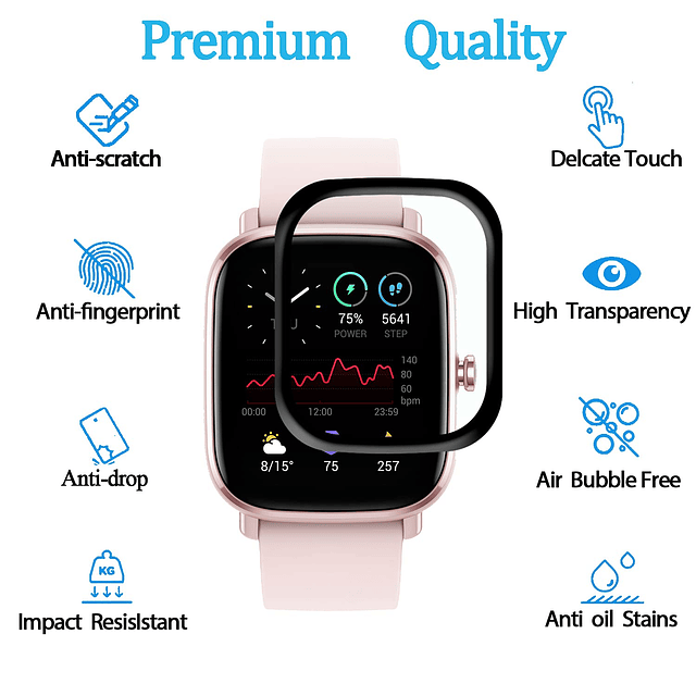 KELOLIN Protector de Pantalla para Amazfit GTS 2 Mini, Fácil