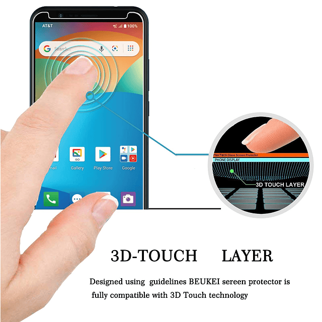 Beukei 3 unidades Protector de pantalla de vidrio templado c