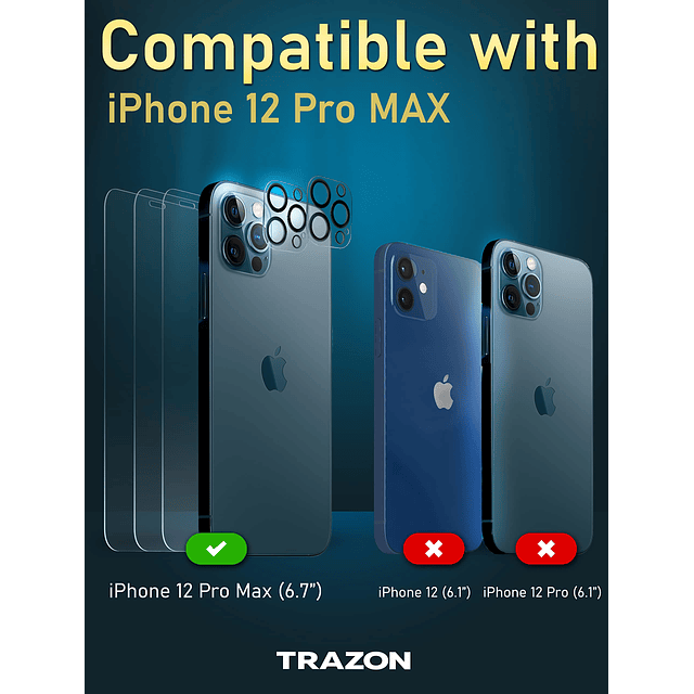 Paquete de 3 protectores de pantalla para iPhone 12 Pro Max