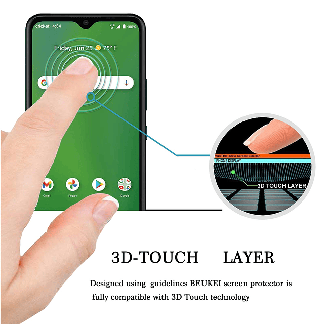 Beukei 3 unidades Protector de pantalla de vidrio templado c