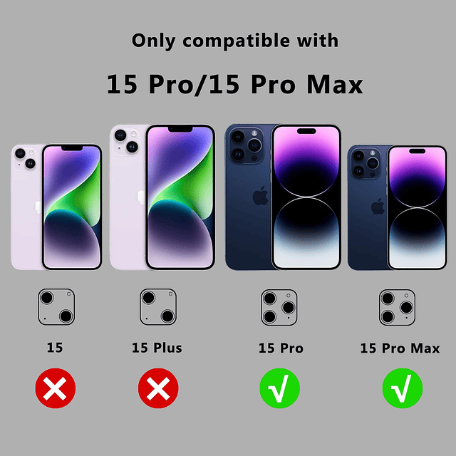 para iPhone 15 Pro/iPhone 15 Pro Max Protector de lente de c