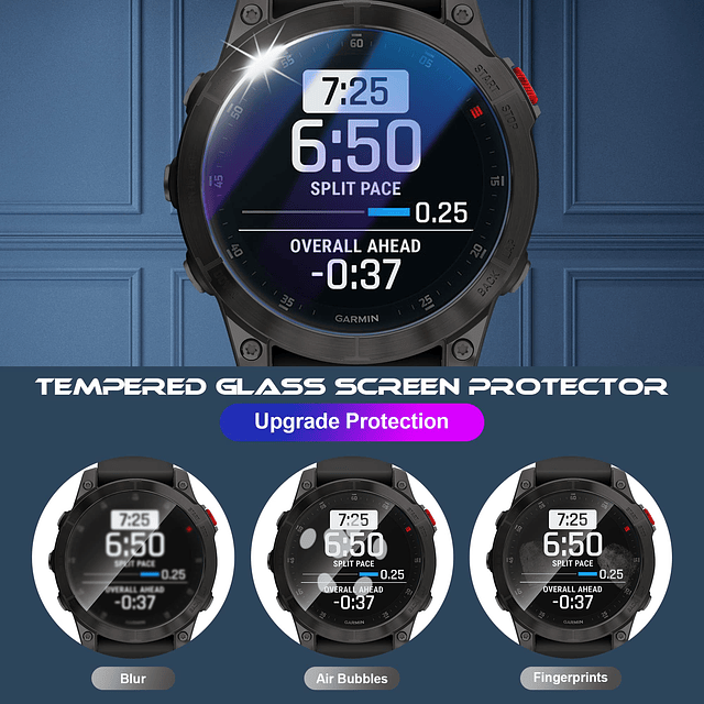 paquete de 3 compatible con Garmin Fenix ​​8 SOLAR 47 mm/Fen