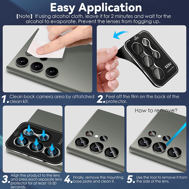 3+2 protectores de lente de cámara para Samsung Galaxy S23 U