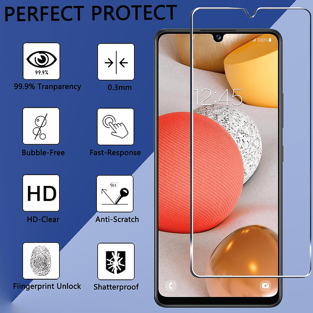 3+3 Pack Galaxy A42 5G Protector de Pantalla con Protector d