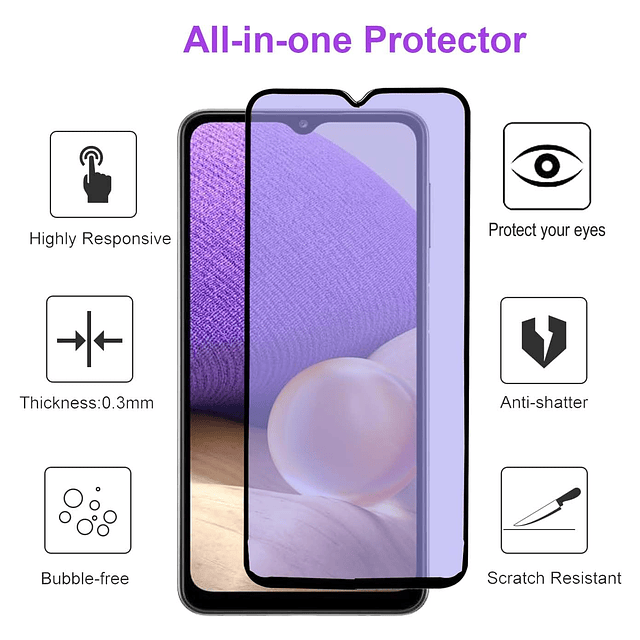 Paquete de 3 Protectores de Pantalla de Vidrio Templado Anti