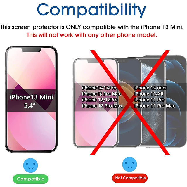 Protector de pantalla de cristal compatible con iPhone 13 Mi