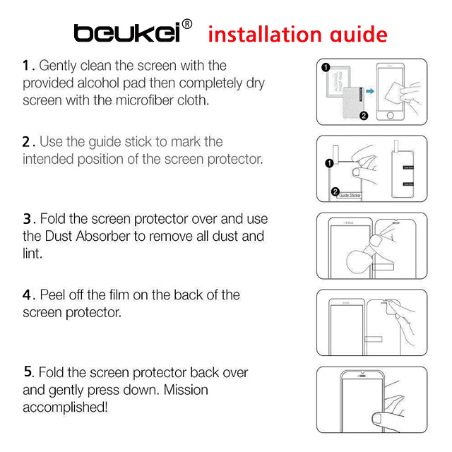 Beukei paquete de 3 Protector de pantalla de vidrio templado