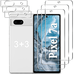 Paquete de 3+3 Diseñado para Google Pixel 7a Protector de pa