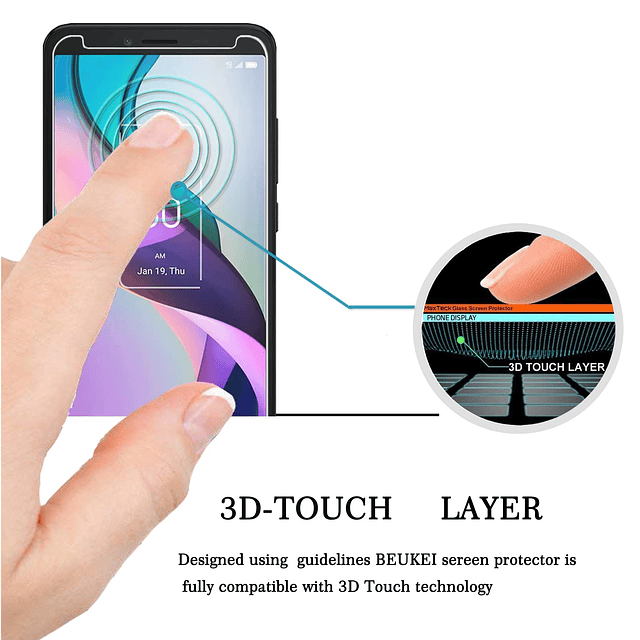 Beukei paquete de 3 compatible con protector de pantalla TCL