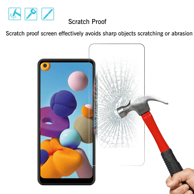 Protector de pantalla para Galaxy A21, paquete de 3 vidrio t