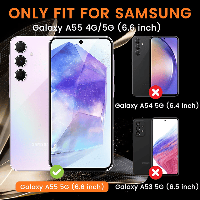 4+4 Pack Protector de Pantalla Samsung Galaxy A55 5G, 4 Pack