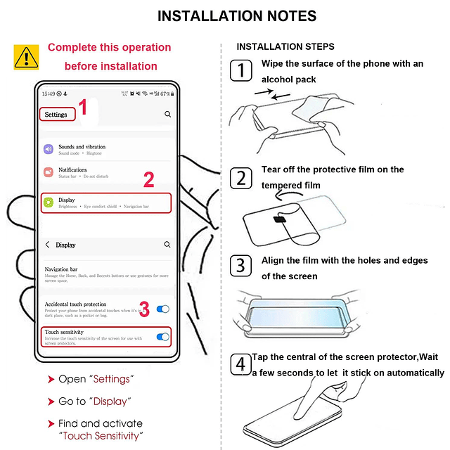 Paquete de 3 protectores de pantalla de vidrio templado anti