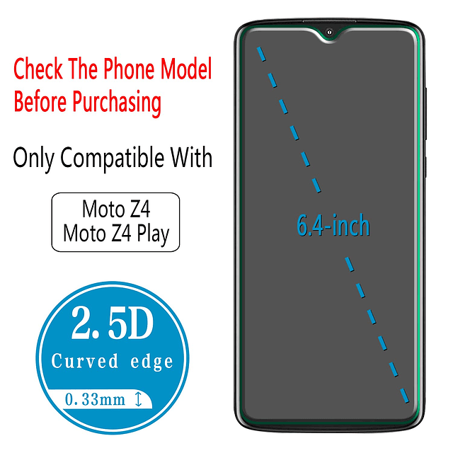 paquete de 2 diseñado para Motorola Moto Z4, Moto Z4 Play Pr