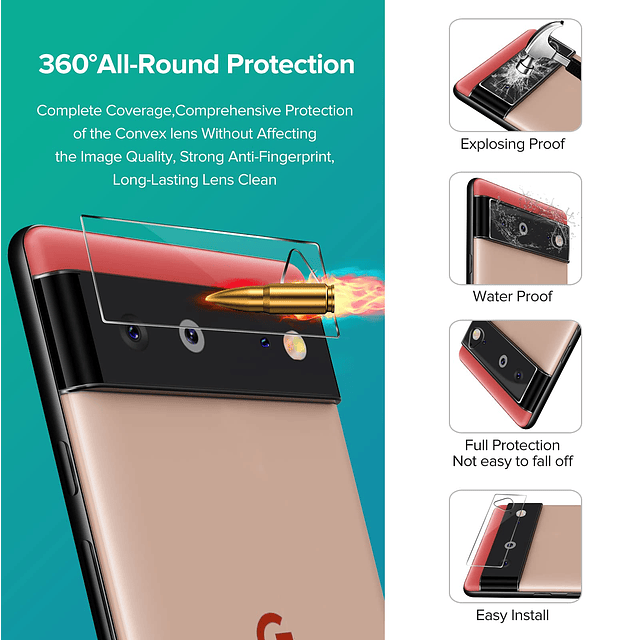 Paquete de 4+2 protectores de pantalla para Google Pixel 6 p