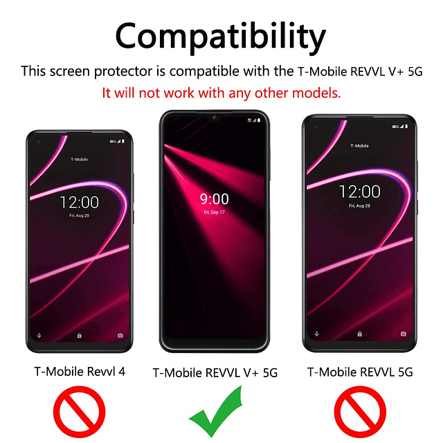 Paquete de 2 protectores de pantalla para T-Mobile REVVL V+