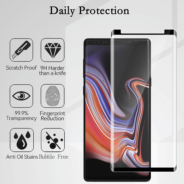 2 protectores de pantalla para Galaxy Note 9 con 1 paquete d