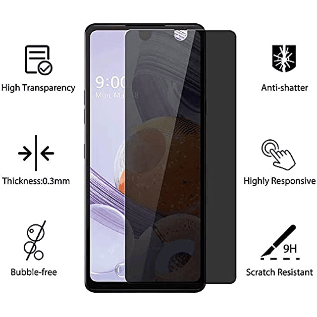 Paquete de 2 Protector de pantalla de vidrio templado anties