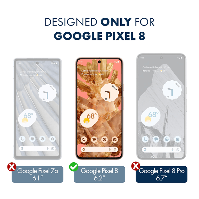 - Paquete de 2 protectores de pantalla para Google Pixel 8 6