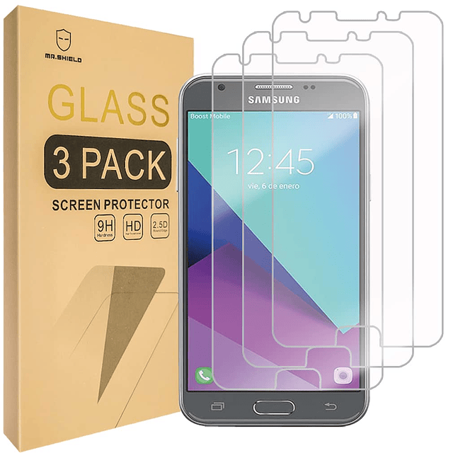 3-PACK Diseñado para Samsung Galaxy J3 Luna Pro Vidrio Templ