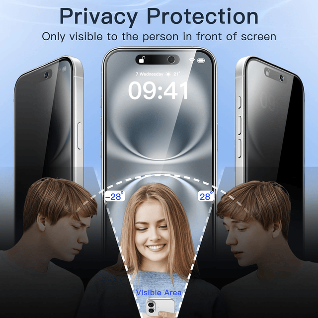 Protector de pantalla de privacidad para iPhone 16 de 6,1 pu