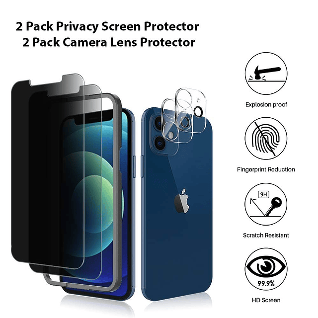 Paquete de 2 protectores de pantalla de privacidad y 2 prote