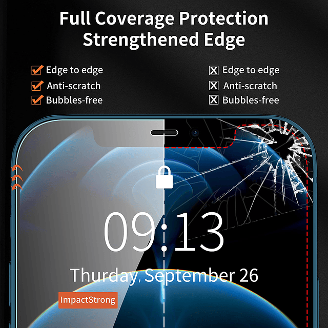 Protector de pantalla de vidrio templado irrompible para iPh