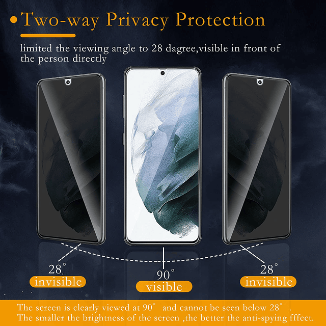 2 unidades Protector de pantalla de privacidad para Samsung