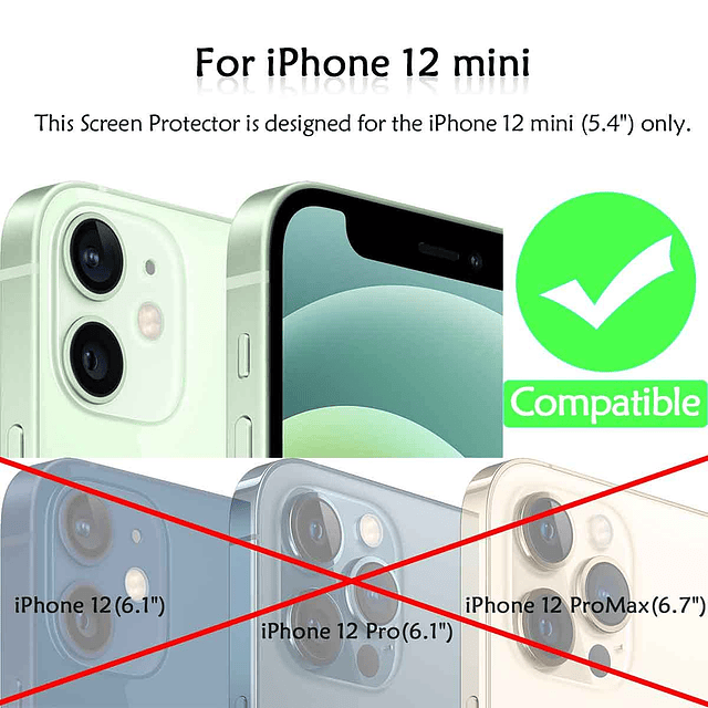 Compatible con iPhone 12 Mini Protector de Pantalla Premium