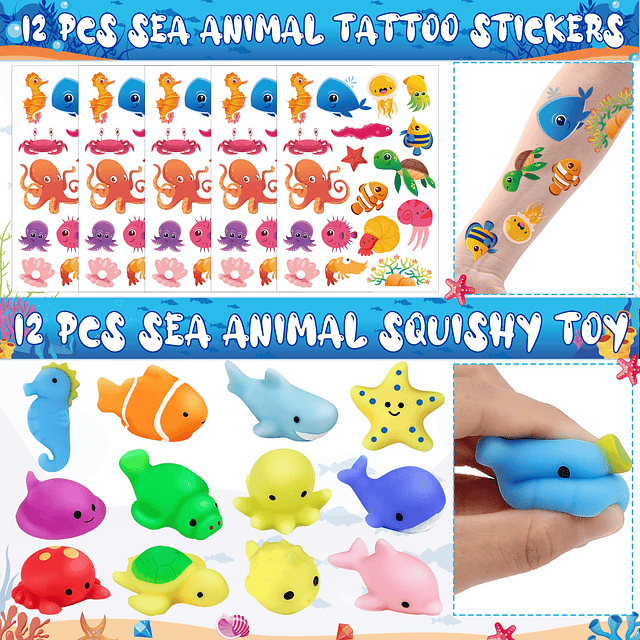 Squishy Favores de fiesta bajo el mar 72 piezas Pulseras con