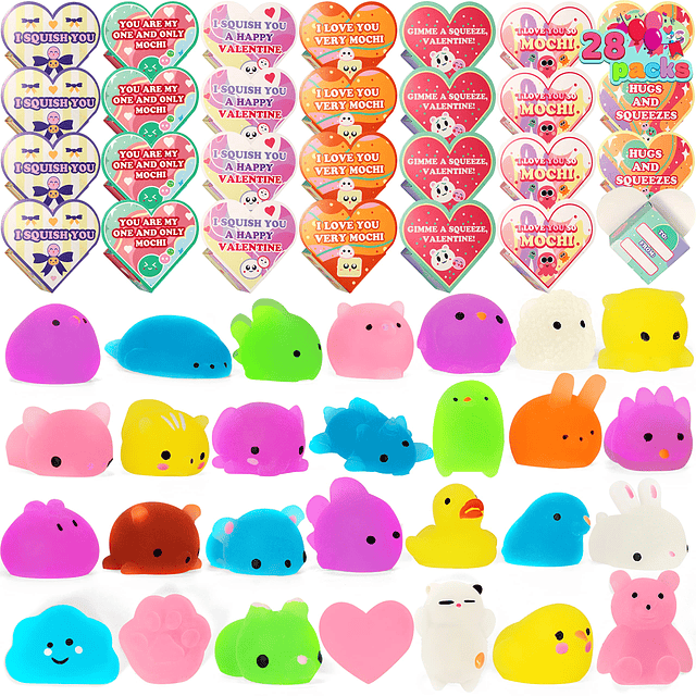 Squishy 28 paquetes de juguetes blandos Mochi que brillan en