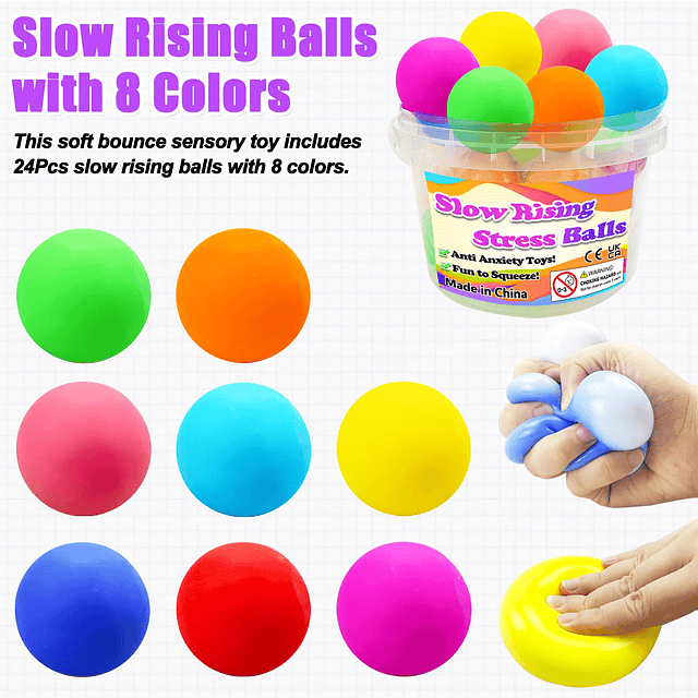 Squishy Bolas de estrés de crecimiento lento, 24 bolas para