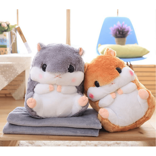 Squishy Almohada de peluche para hámster con manta de 19,7 p