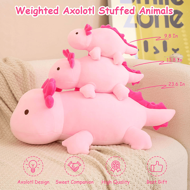 Squishy Juguete de peluche Axolotl con peso, animales de pel