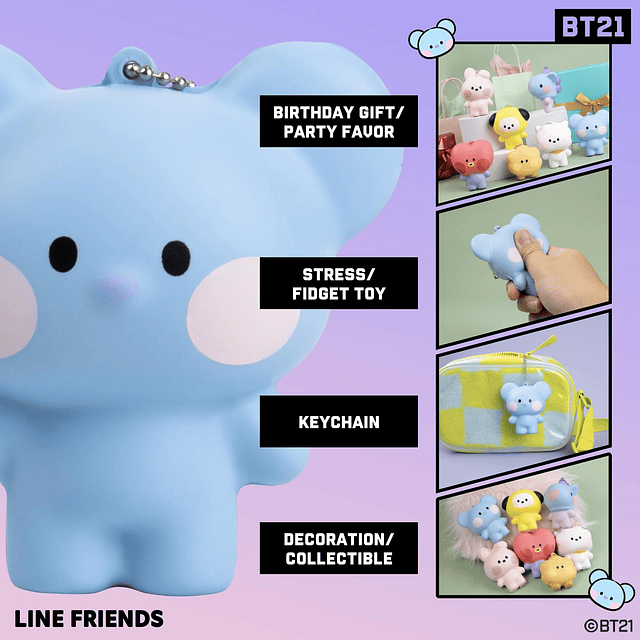 Squishy BT21 minini Cute SquiSHU Squishy Toys Llavero de jug